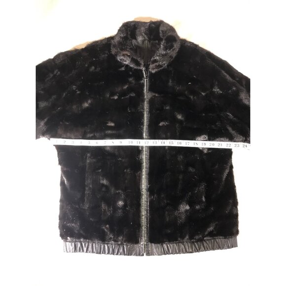 Vintage Unisex Black Reversible Genuine Mink Finland Origin Fur/Leather Jacket - Picture 8 of 11